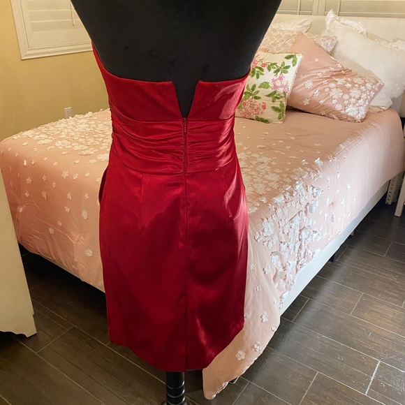 Red,strapless, satin size 5/6 dress by David’s Bridal. - Picture 8 of 9